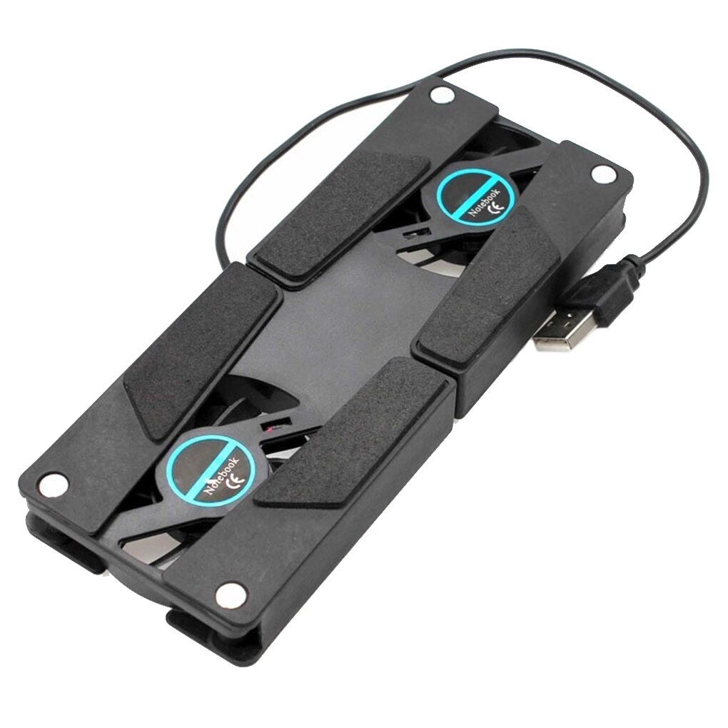 Soporte de escritorio para ordenador portátil, ventilador de refrigeración Dual, soporte plegable para estante USB, disipación de calor, color negro