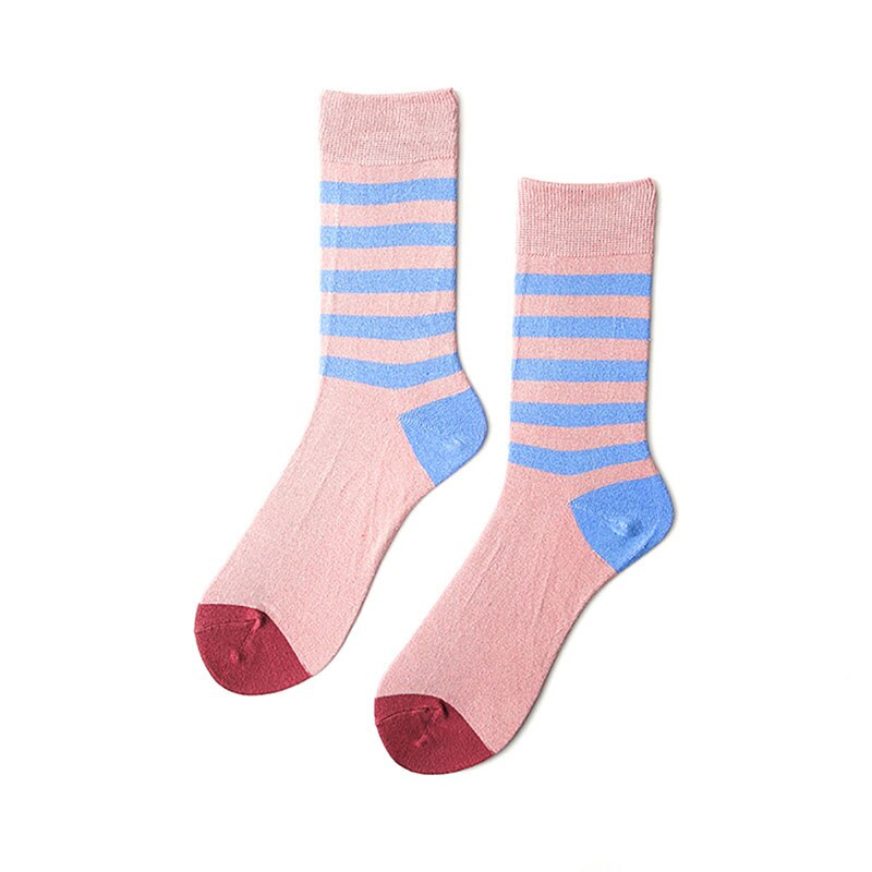 Ladies And Man Sports Skateboard Socks Pure Cotton Lovers Cartoon Mid Tube Socks: Sky Blue