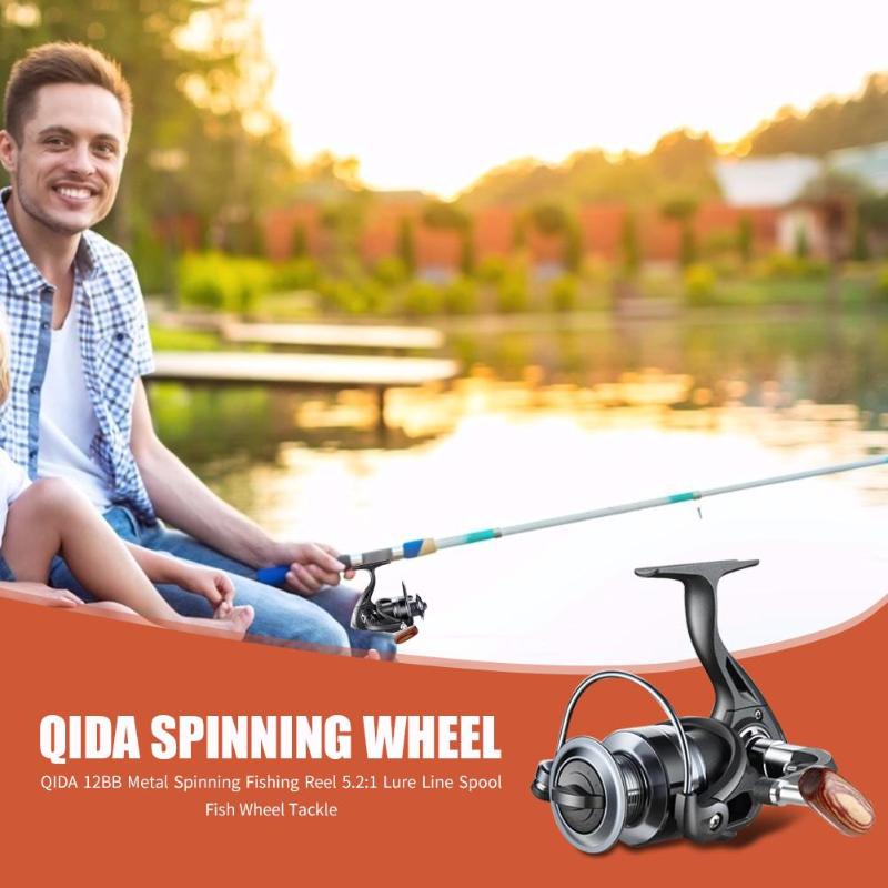 QIDA 12BB moulinet de pêche en métal 5.2:1 rapport de vitesse leurre moulinets de poisson ligne bobine poisson roue matériel de pêche en plein air outils Pesca