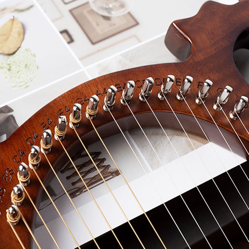 Lier Harp, 16 String Mahonie Body String Instrument Lichaam Instrument Met Stemsleutel En Reserve Snaren