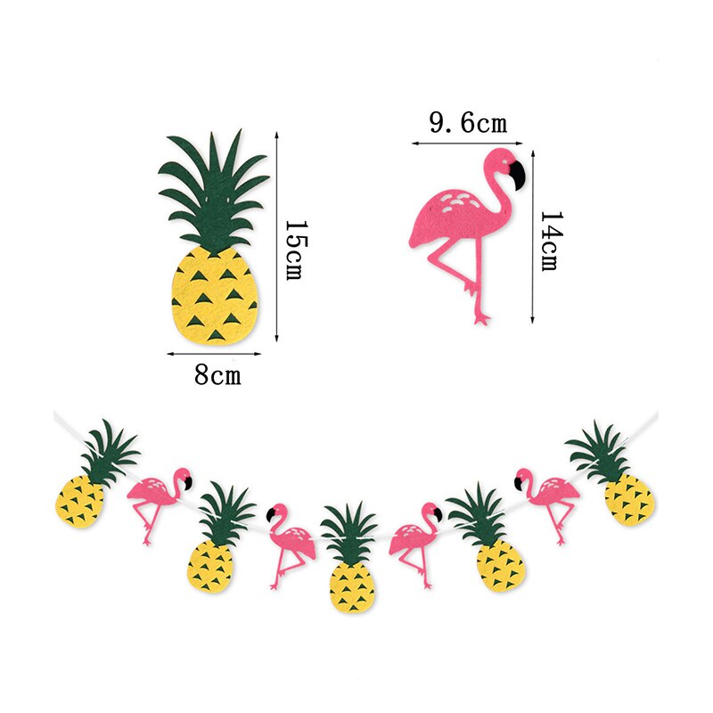 Hawaiian Tropical Party Decorations Pull Flower Bunting Pineapple Flamingo Happy Birthday Party Decor Banner Hawaii Pull Flag
