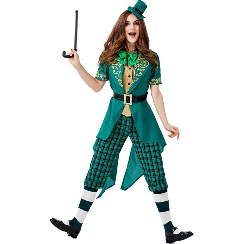 Volwassen Vrouwen Lucky Charms Kabouter Ierse Party Dress St Patrick Dag Kostuum Outfit met Hoed en Sokken: women style 1 / XL