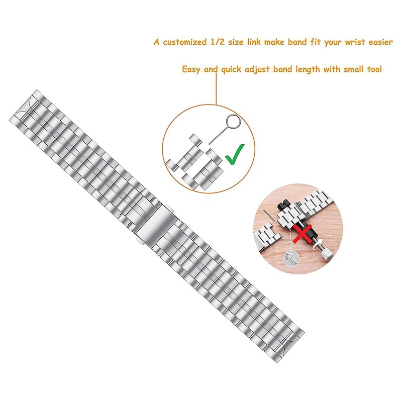 for Fenix 5S Watch Band 20mm Stainless Steel Metal Replacement Watch Band Strap for Garmin Fenix 5S Watch Band