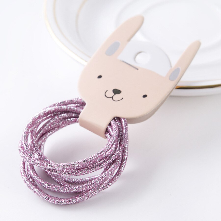 Bandes de caoutchouc en fil d'or pour filles | 10 pièces, couleurs bonbons, Nylon, bande élastique pour enfants, accessoires de cheveux, pour enfants, longue: light pink