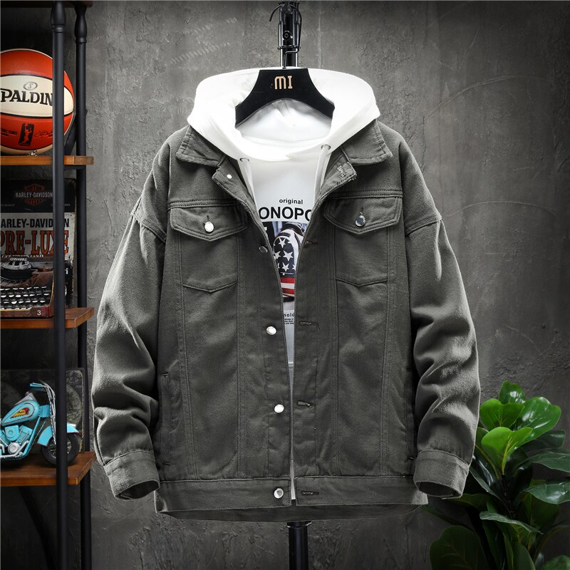 Hösten solid jeansjacka cowboy herr jacka casual jeans kappa långärmad herr kläder plus size toppar chaquetas hombre