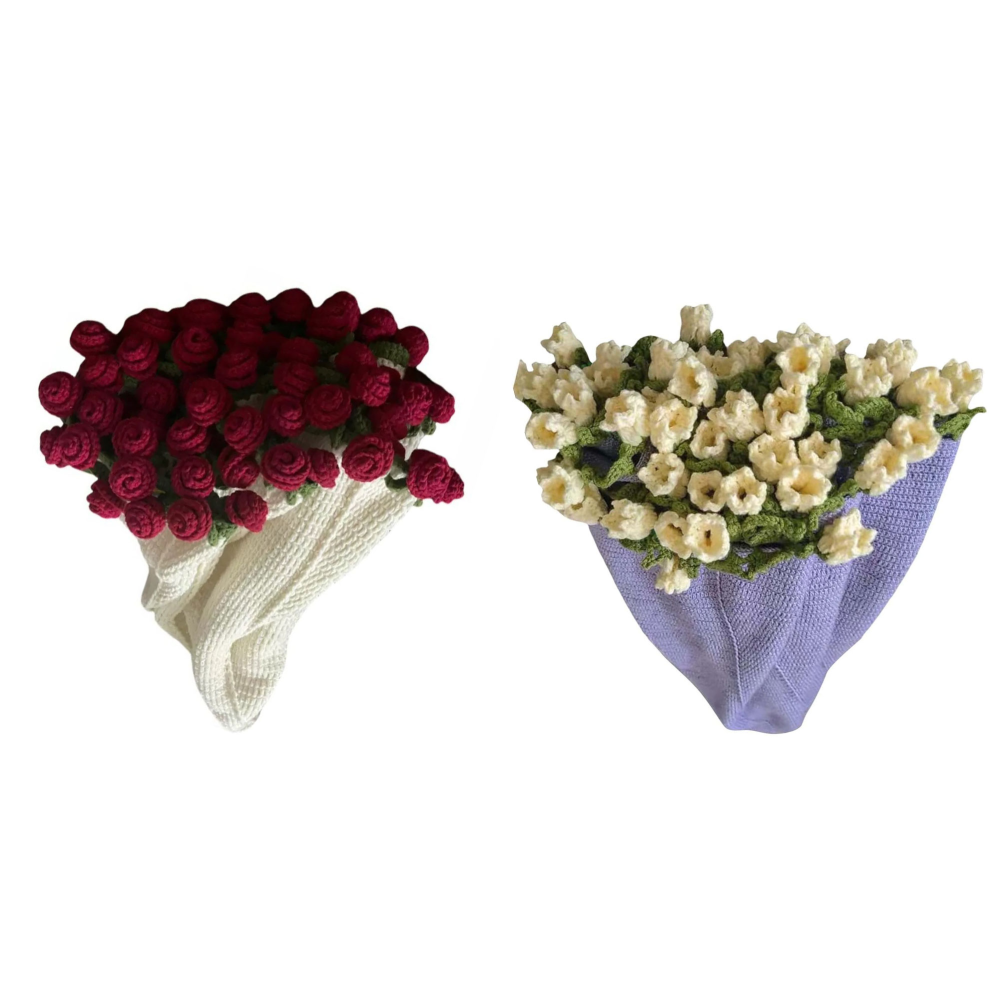Couverture de Bouquet de fleurs, Bouquet de roses de la vallée, Kit de crochet, Bouquet de fleurs, couvertures tricotées, DIY bricolage: Or