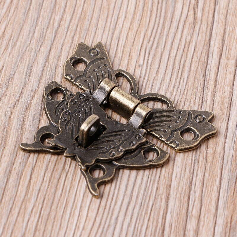 Retro vintage sommerfuglelås hasp træ smykkeskrin sag låsepude brystlås til tilbehør til kasse shippinp