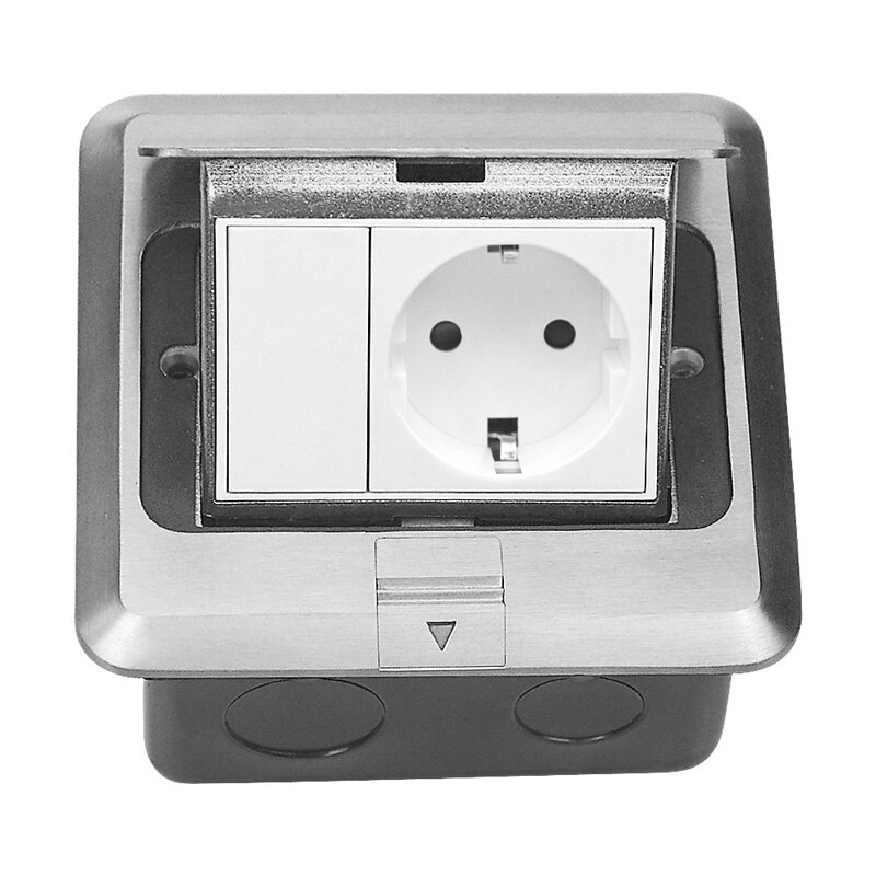 All Aluminum Panel silver Floor Socket EU Standard Pop Up Floor Sockets Electrical Outlet