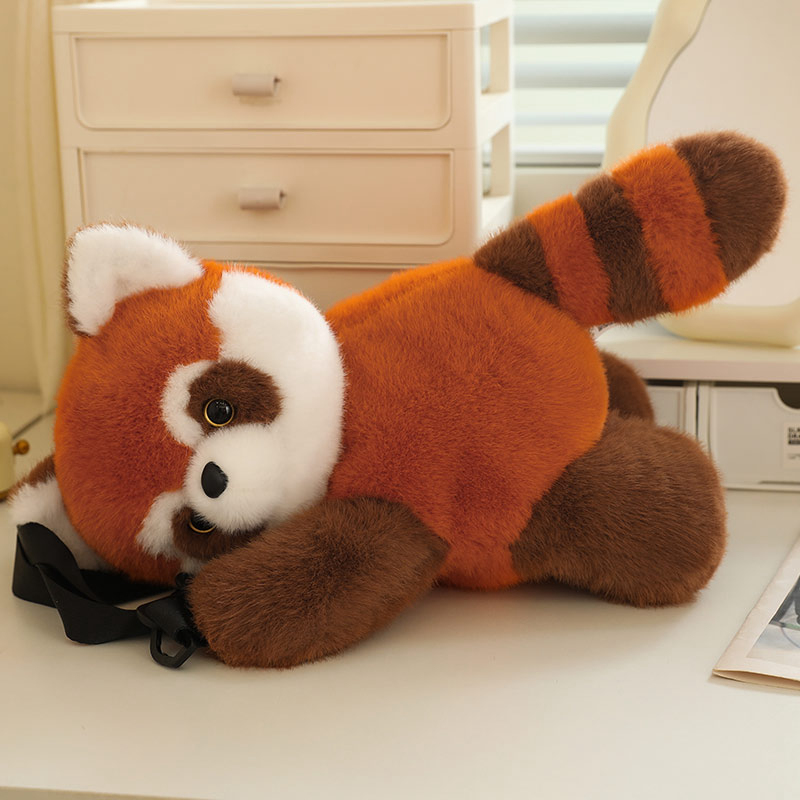 Pulsera de peluche con forma de Panda pequeño para niñas, muñeco de peluche de animales Kawaii, bolsa de decoración: Rojo