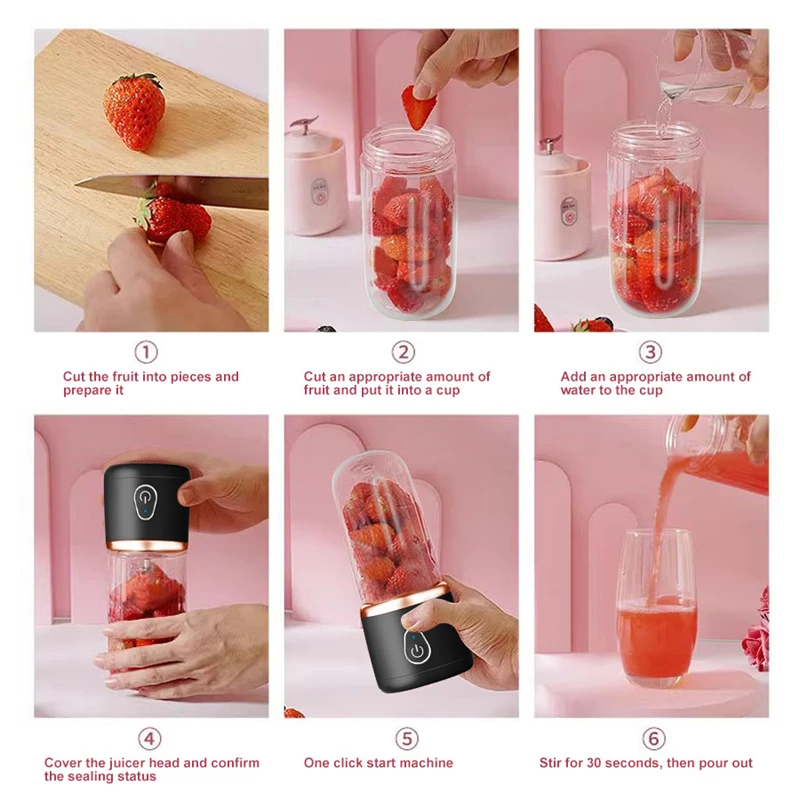 Xiaomi Draagbare Juicer Cup 400ML voor Shakes Smoothies Oplaadbare USB Reizende Fruitpers Dubbele Cup Fruitblender