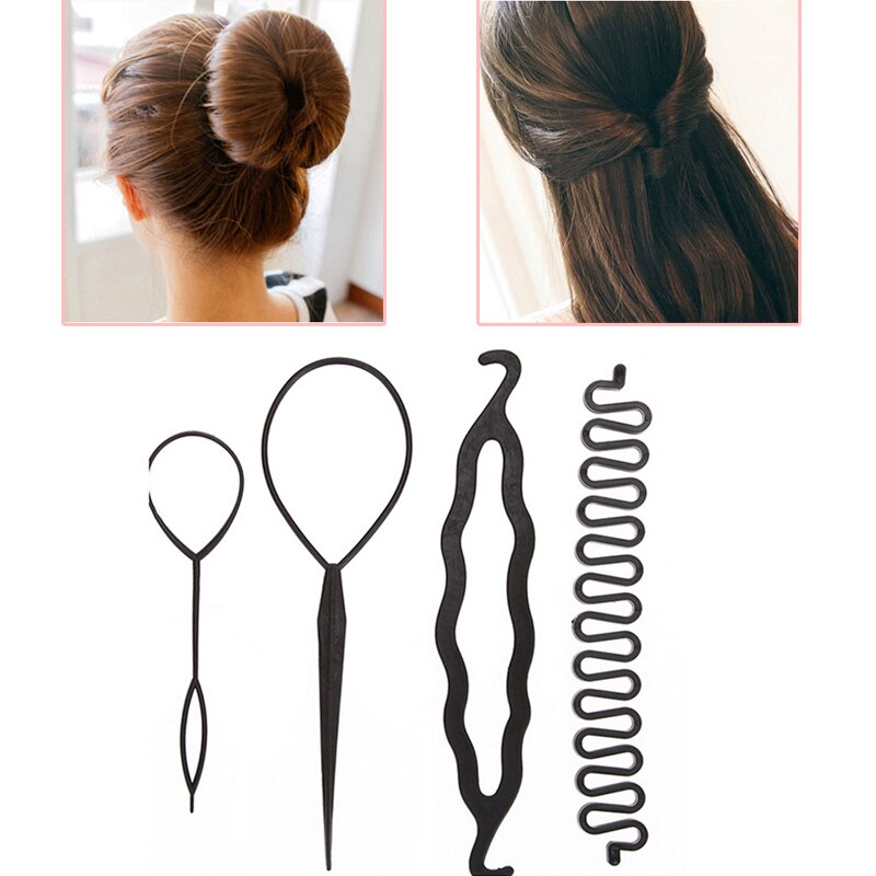 4 Stks/set Magic Hair Vlechten Twist Curler Set Haarspeld Holding Braiders Pull Haar Paardenstaart Diy Tool Styling Tool kit