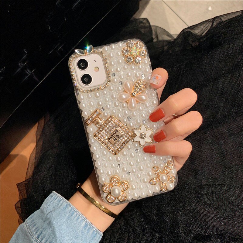 Funda de teléfono con diamantes de imitación para iPhone, funda de TPU suave con purpurina para iPhone 12 11 Pro Max XS XR X 7 8 Plus