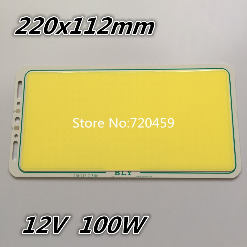 LED cob module LED lights glowing plate 2mm thickness DC12V 100W led chip Strip COB LED Module panel light 220x112mm