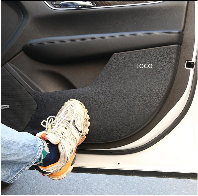 4 stk/sæt sort /kulfiber pu læder døre anti-kick pad måtte til cadillac atsl  xt5 xts  ct6 aab 251