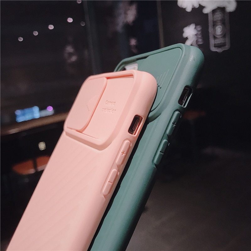 Funda protectora para teléfono con cámara deslizante para Iphone 11 Pro Max Xr Xs Max 6s 8 7 Plus funda trasera completa de silicona Tpu suave