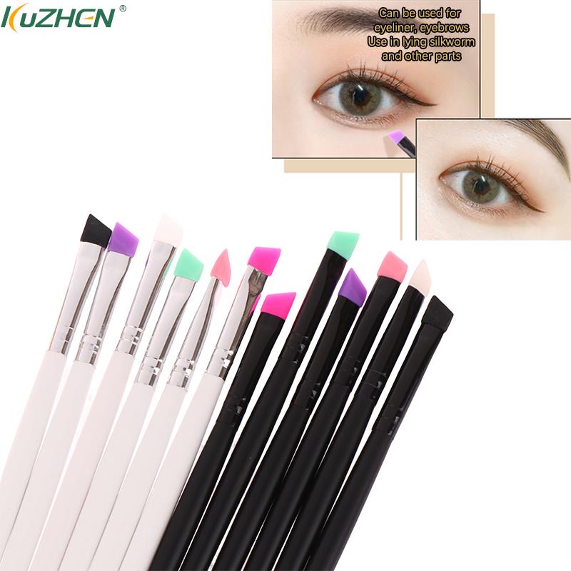 Pincel delineador de ojos, brocha de maquillaje de cabeza plana en ángulo, herramienta de separación de pestañas, extensión de pestañas, suministros, herramientas de elevación permanente