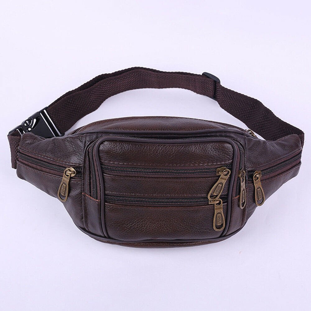 Brand Mannen PU Leer Hip Riem Fanny Pack Taille Purse sling Bag Wallet Purse Holder: Bruin