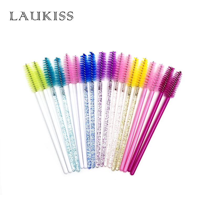 50/100Pcs Eyelash Brushes Reusable Eyebrow Brushes Mascara Wands Applicator Brushes Eyelash Comb Brushes Spoolers Makeup Brush: Orange