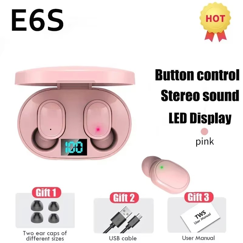 2025 TWS E6S Fone Bluetooth-oortelefoon Draadloze Bluetooth-headset Ruisonderdrukkende headset met microfoonhoofdtelefoon: 5w