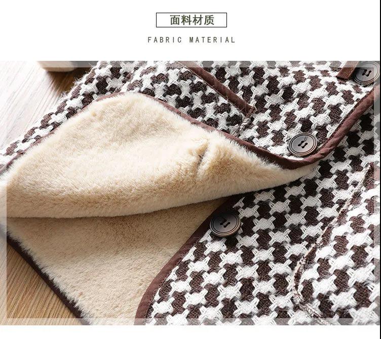 Zimowe nastoletnie dziewczyny plus puch ciepła moda wełniana dziewczynka długie kurtki ubrania dla dzieci dzieci boże narodzenie anglia kurtki w kratę