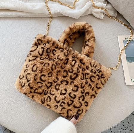 Tassen Handbagsautumn En Winter Handtas Pluche Clamshell Zak Luipaard Print Grote Capaciteit Tote Bag Handtassen: F