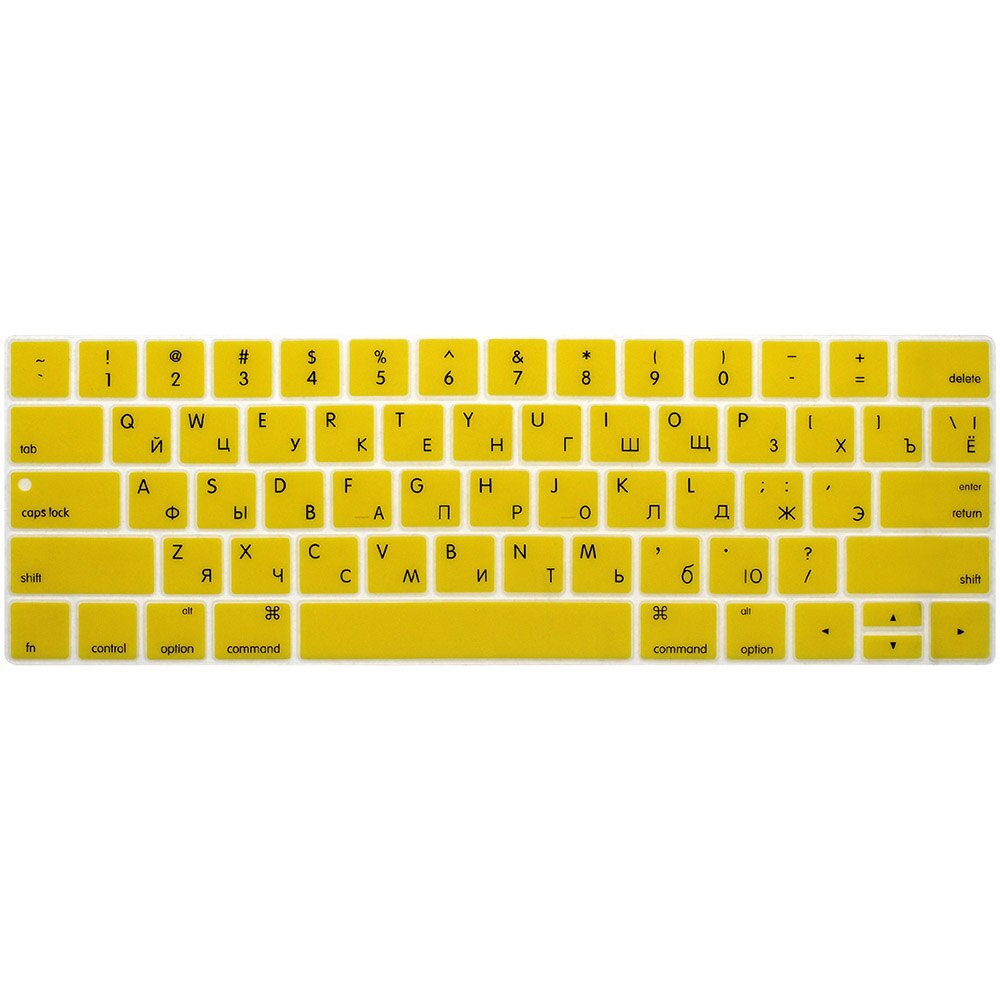 Cubierta de teclado ruso para Mac Book, 13, 15 pulgadas, con barra táctil, A1706, A1707, A1989, 1990, cubierta para teclado de portátil, película de teclado a Color: YELLOW