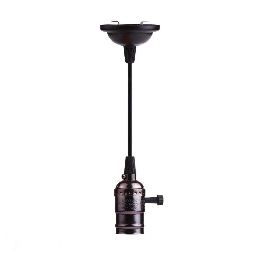 E27 Vintage Retro Lampvoet Houder Schroef Lamp Aluminium Shell Lamp Licht Schroef Socket 4 Kleuren Met Schakelaar 110V/220V: black  2