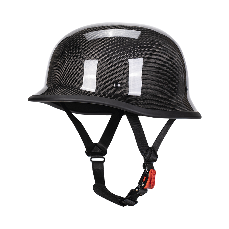Gesmede koolstofvezel duitse soldatenhelm vintage cruise halfhelm heren motorhelm motorpedaal lichtgewicht: Legergroen / Xxxl
