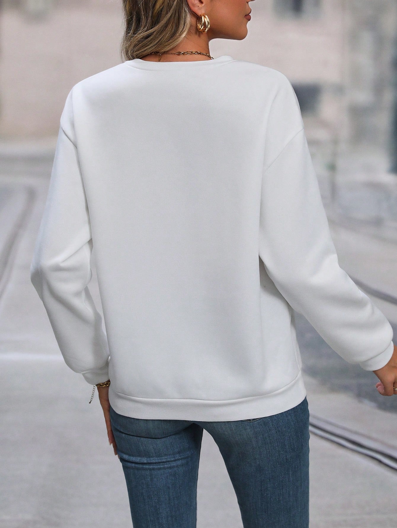 Eenvoudige Kunst Veren Print Sweatshirt Voor Dames Casual Street Style Tops Ronde Hals Mode Hoodies Herfst Fleece Dameskleding