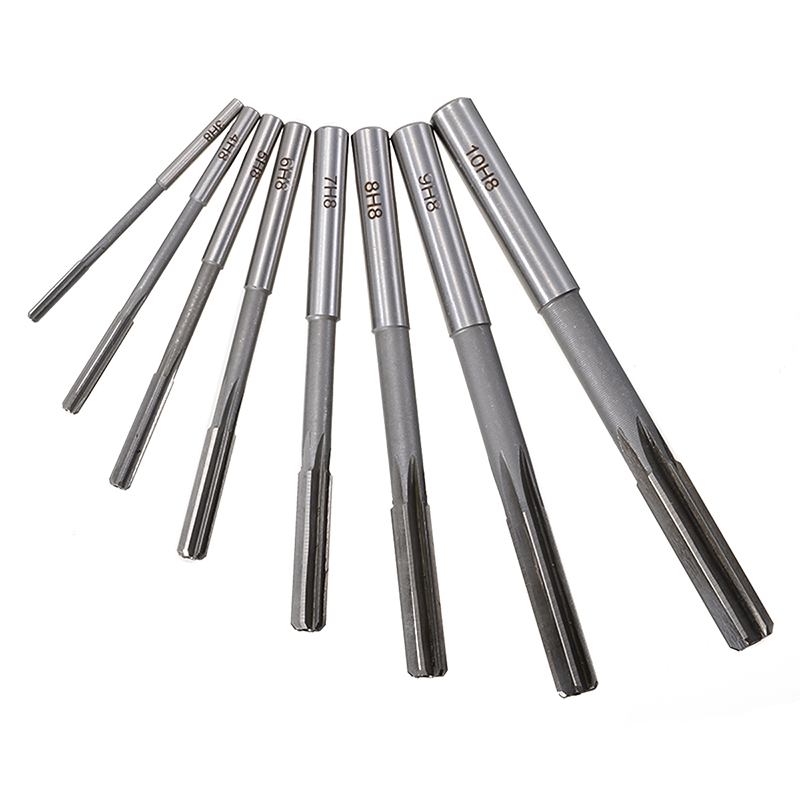 8pcs Mayitr Hand Reamer 3/4/5/6/7/8/9/10mm Straight Shank H8 HSS Chucking Reamers Set Milling Cutter Tool For Bore Machining