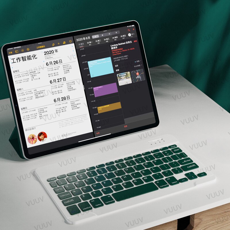 Hiszpańska klawiatura kompatybilna z Bluetooth dla tabletu rosyjska portugalska Android iOS Mini bezprzewodowa klawiatura tabletu dla ipada: Dark green
