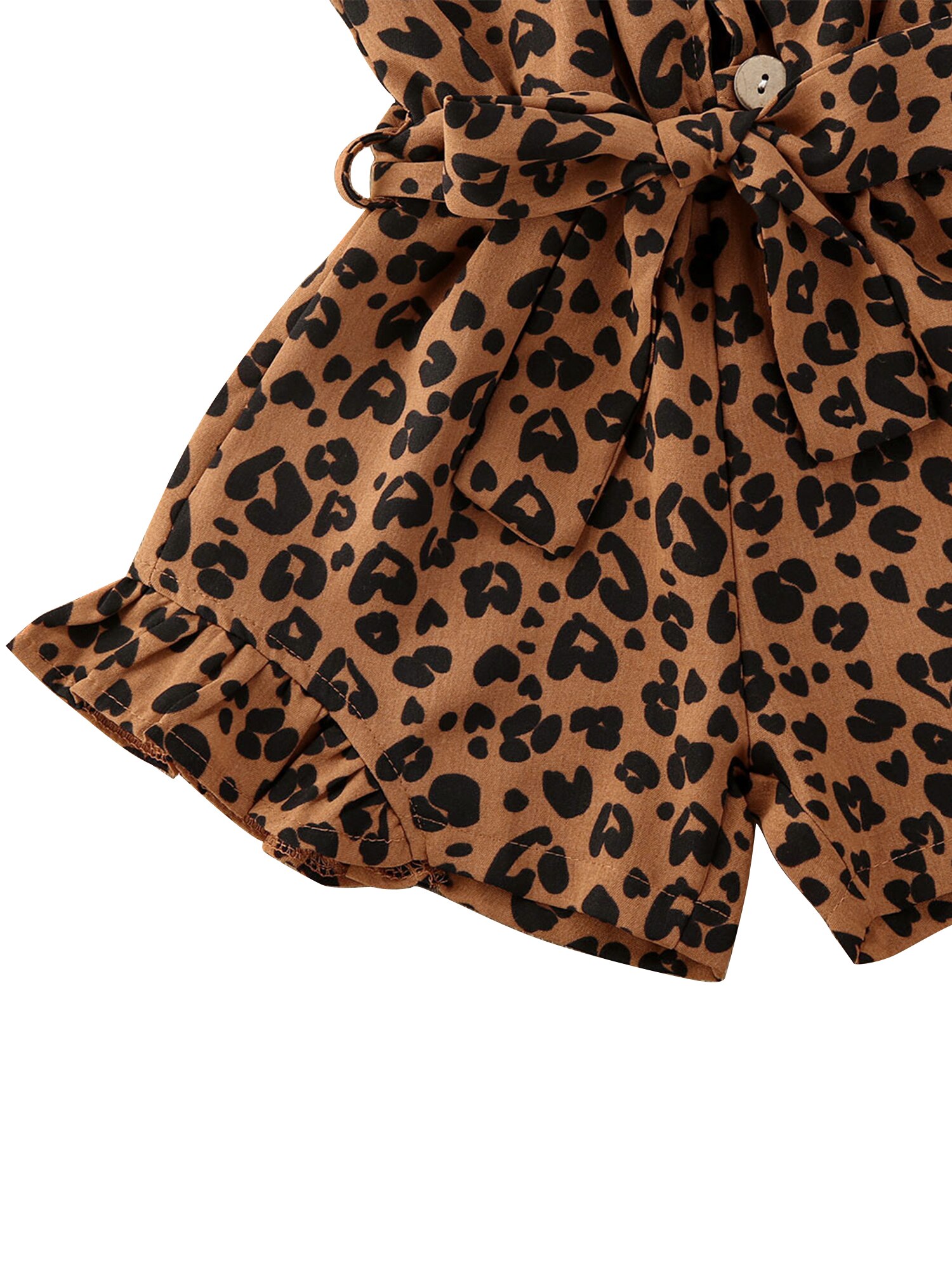 1-6Y Summer Infant Baby Girls Leopard Rompers Overalls 4 Colors Sleeveless Button Jumpsuits Outfits