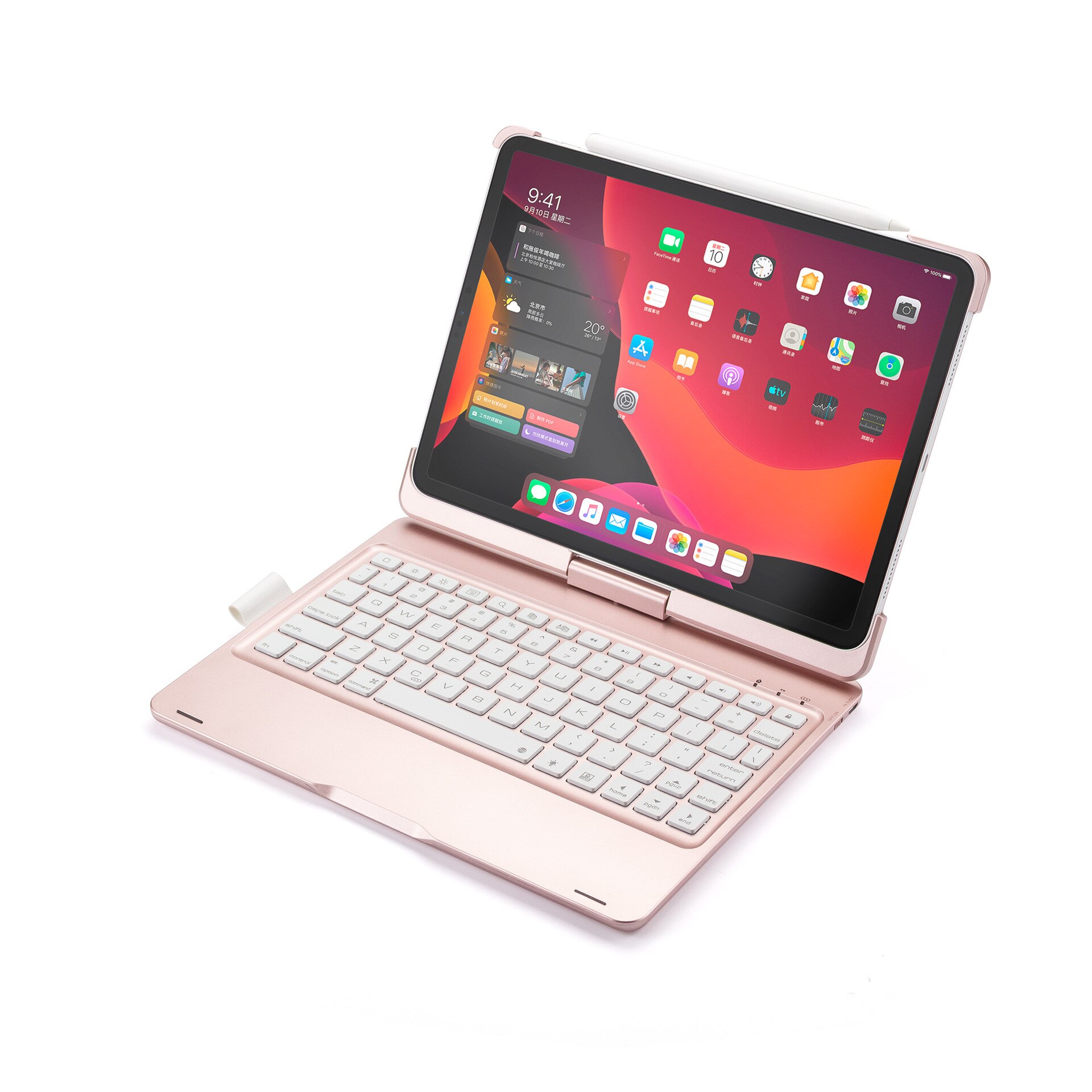 Kleurrijke Backlight 360 Graden Rotatie Met Pen Houder Muis Touchpad Laptop Bluetooth Toetsenbord Voor Ipad Pro 11 F360BS F360BTS: F360BS Pink