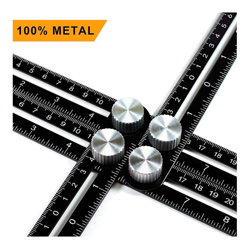 Black Aluminum Alloy Four-Sided Ruler Measuring Instrument Template Angle Tool Mechanism Slides