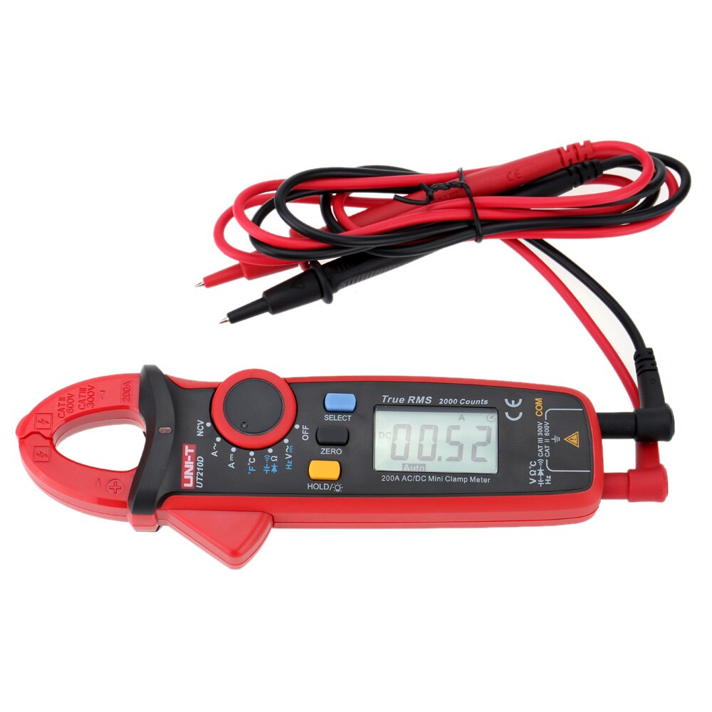 Multimètre à pince numérique UT210D, mesure de la résistance à tension actuelle AC/DC, mesure de la température, gamme automatique, UNI-T