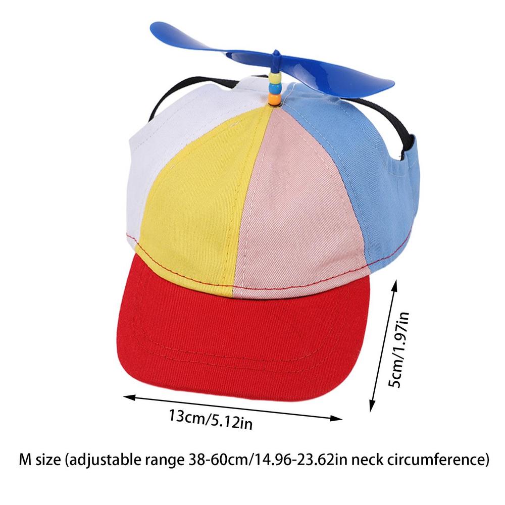 Cappello a elica per cani cappelli per sport tutto'aria aperta per animali domestici con fori per le orecchie cappello per cani cappello a cilindro per elicottero arcobaleno per piccoli cuccioli di gatti forniture per animali domestici