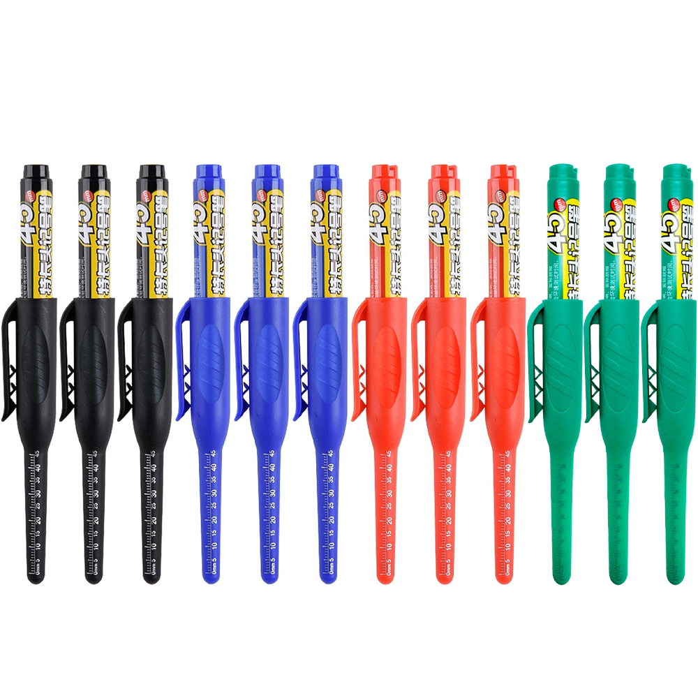 2-8Pcs 45mm Waterproof Long Head Nib Deep Hole Markers Pen Tile Carpenter Pen Multi-purpose for Woodworking Black/Blue/Red Ink: Dark Grey