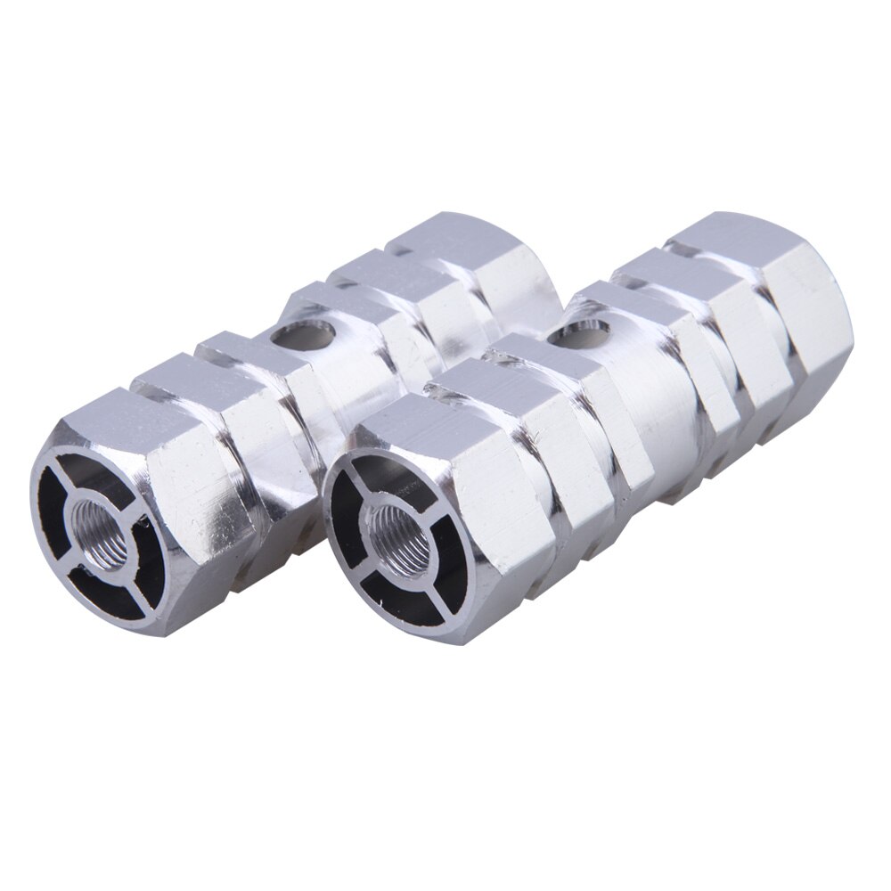 Fietsstok stunt voetsteunen pedaal voor bmx fiets 2 stuks assen aluminiumlegering antislip groef achterste voetpedaal: Zilver