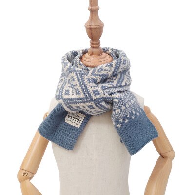 Bufanda de lana cálida para niño y niña, abrigo para el cuello, invierno, otoño: blue