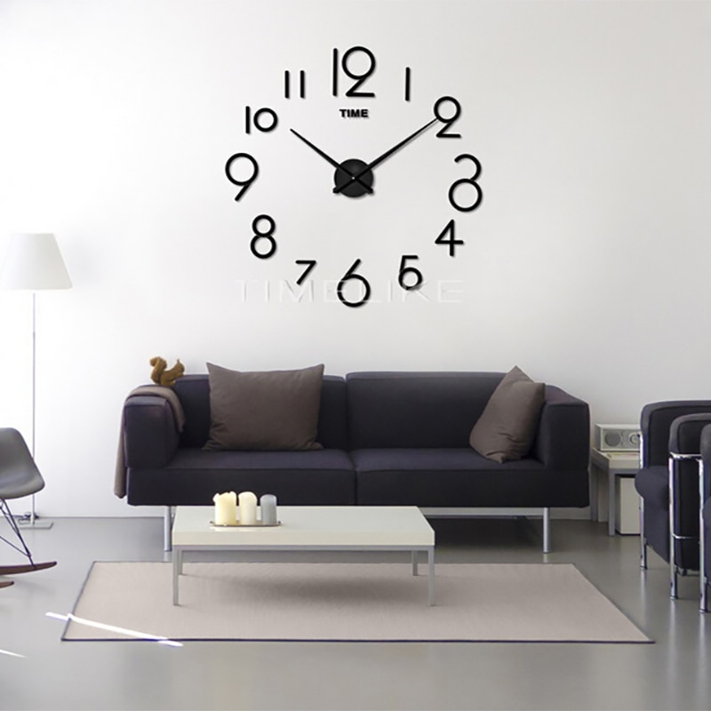 3D Wandklok DIY Quartz Spiegel Muursticker Klok Moderne Luxe Home Decor Grote Klok Handen Horloge