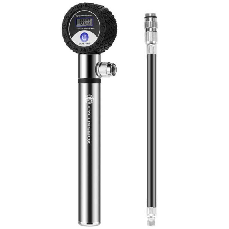 Pompa per bicicletta ad alta pressione montagna bicicletta bellezza bocca francese mini LCD pompa ad aria riparazione pneumatici accessori per biciclette in lega di alluminio: Sliver