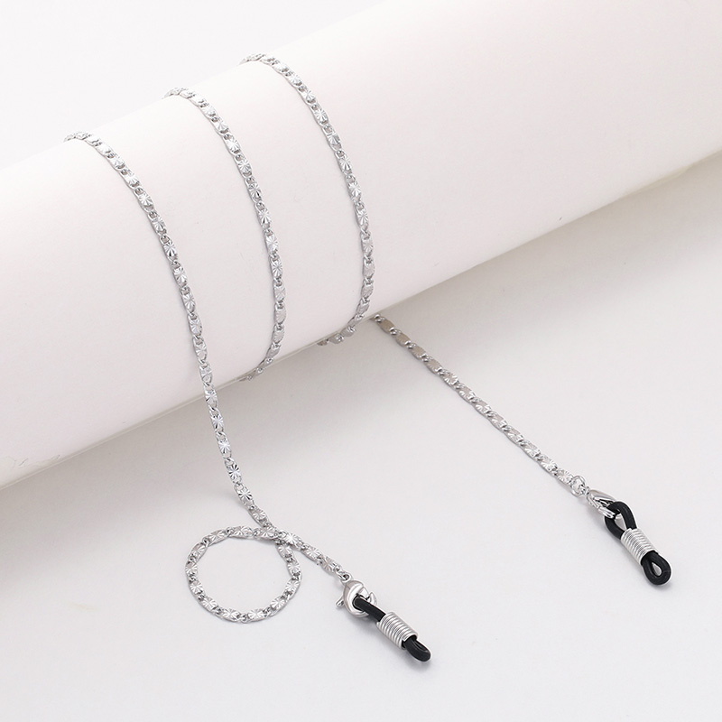 Dawapara lanyard til briller snor briller tilbehør metal prægning solbriller kæde hals snor stropholder rosa guld: Sølv -2