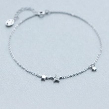 925 réel. Bracelet de cheville en argent Sterling cz, chaîne étoile, bijoux ajustables, GTLS256