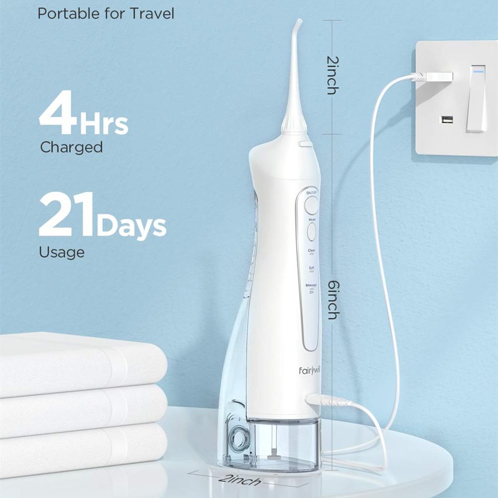 Fairywill Electric Water Flosser & Sonic Toothbrush USB Charge 5 Modes 3 Brush Heads Waterproof Toothbrushes Teeth Cleaner