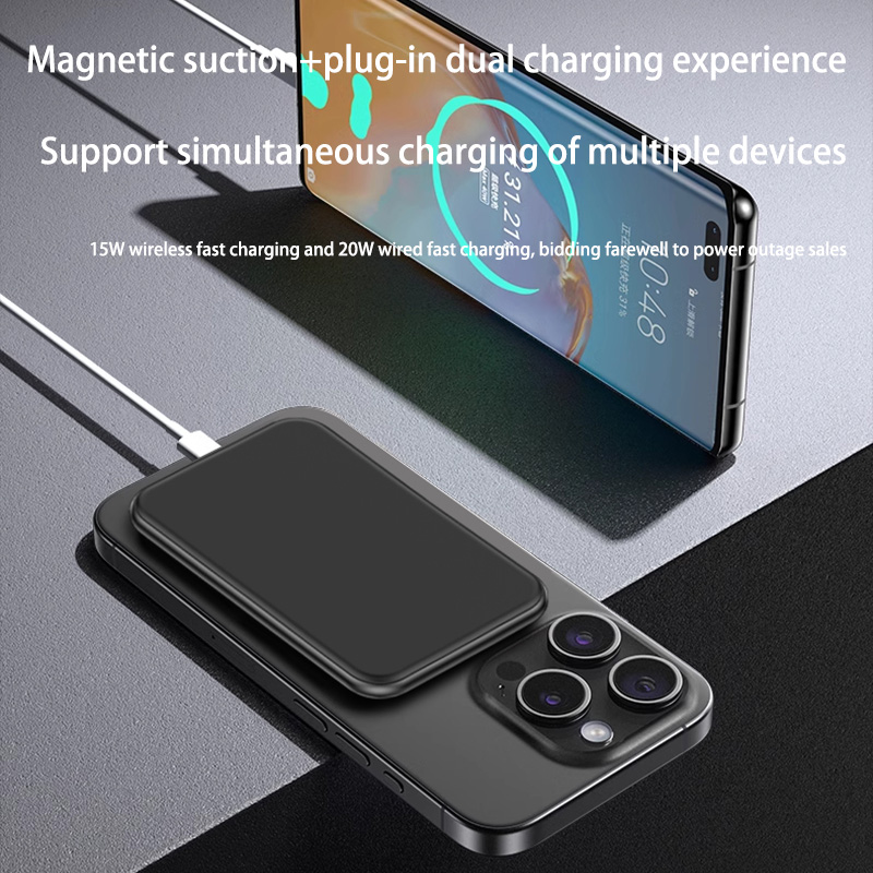 Xiaomi 5000 mah magnetisk trådløs oplader powerbank magsafe eksternt batteri super hurtig opladning powerbank til iphone 15 16