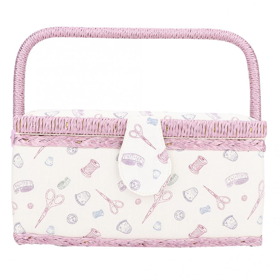 Vintage Sewing Basket Household Fabric Craft Thread Needle Storage Box Organizer Sewing Storage Box