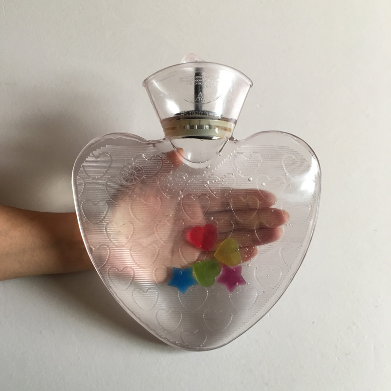 Borsa scaldamani a forma di cuore bottiglia di acqua calda di lavaggio in PVC riscaldamento della pancia invernale iniezione d&#39;acqua sicurezza antideflagrante
