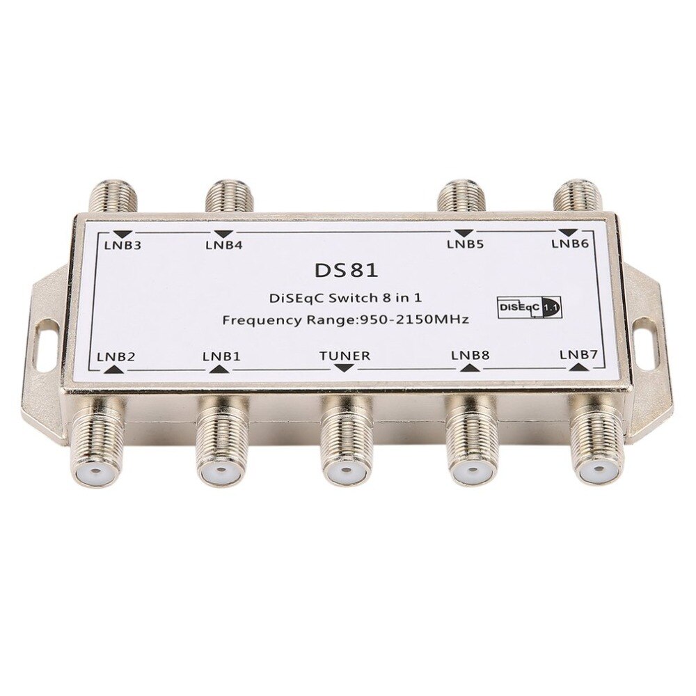 DS81 8 in 1 Satellietsignaal DiSEqC Switch LNB Ontvanger Multischakelaar Zware Zink gegoten Chrome Behandeld