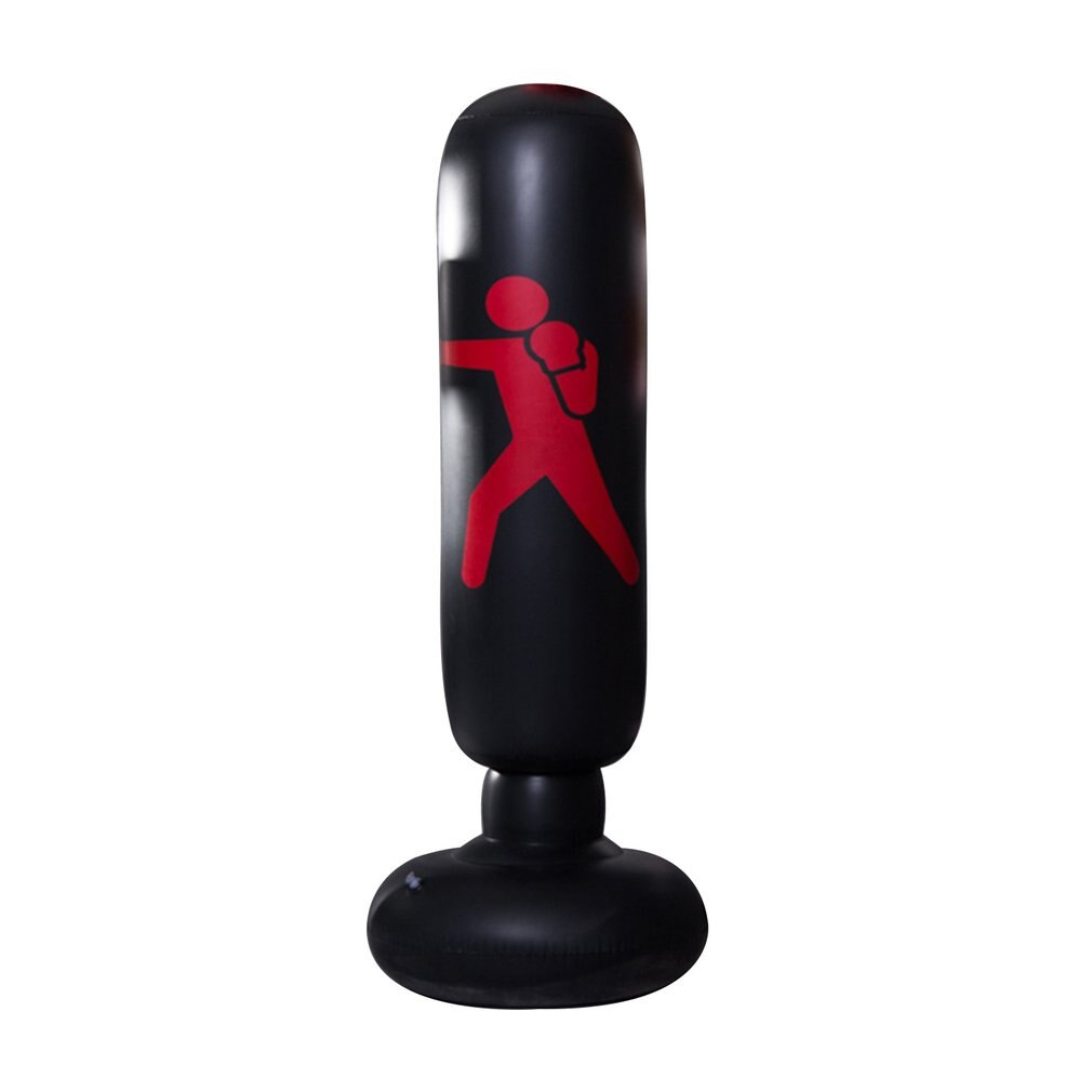 1.6M Vertical Inflatable Boxing Bag PVC Thickening Boxing Pillar Tumbler Fight Column Punching Bag Fitness Tool Sports Toy: Black