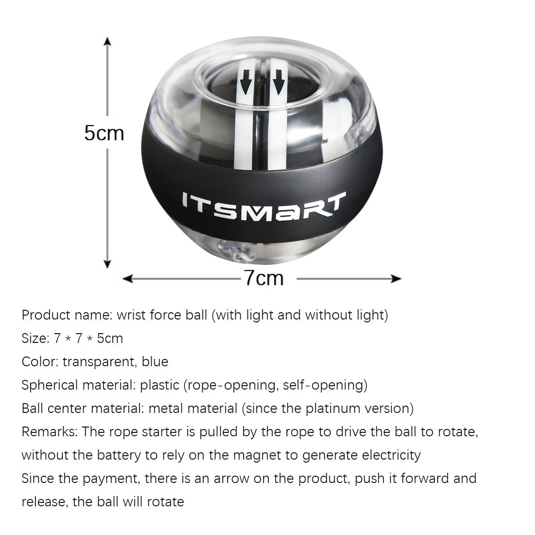 LED light exercise gyroscope powerball Self-starting wrist force jawzrsize ball Trainer forearm muscle relax multi gym equipment
